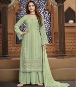 Light-green embroidered faux georgette salwar