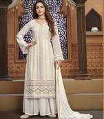 White embroidered faux georgette salwar
