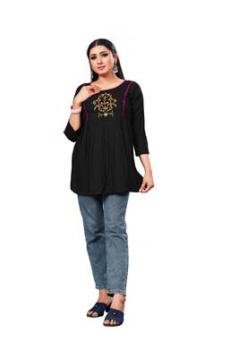 Black embroidered rayon party-tops 1