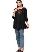 Black embroidered rayon party-tops