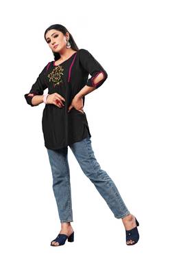 Black embroidered rayon party-tops 2