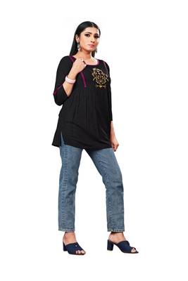 Black embroidered rayon party-tops 3
