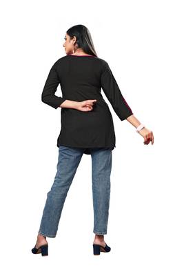 Black embroidered rayon party-tops 4