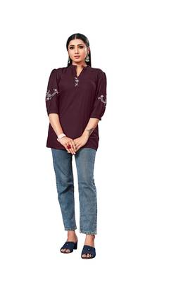 Purple embroidered rayon party-tops 1