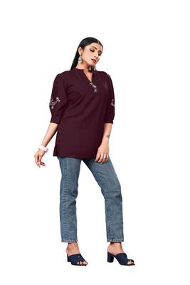 Purple embroidered rayon party-tops 3