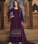 Purple embroidered faux georgette salwar