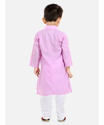 BownBee Boys Stand Collar Cotton Kurta pajama Lilac 4