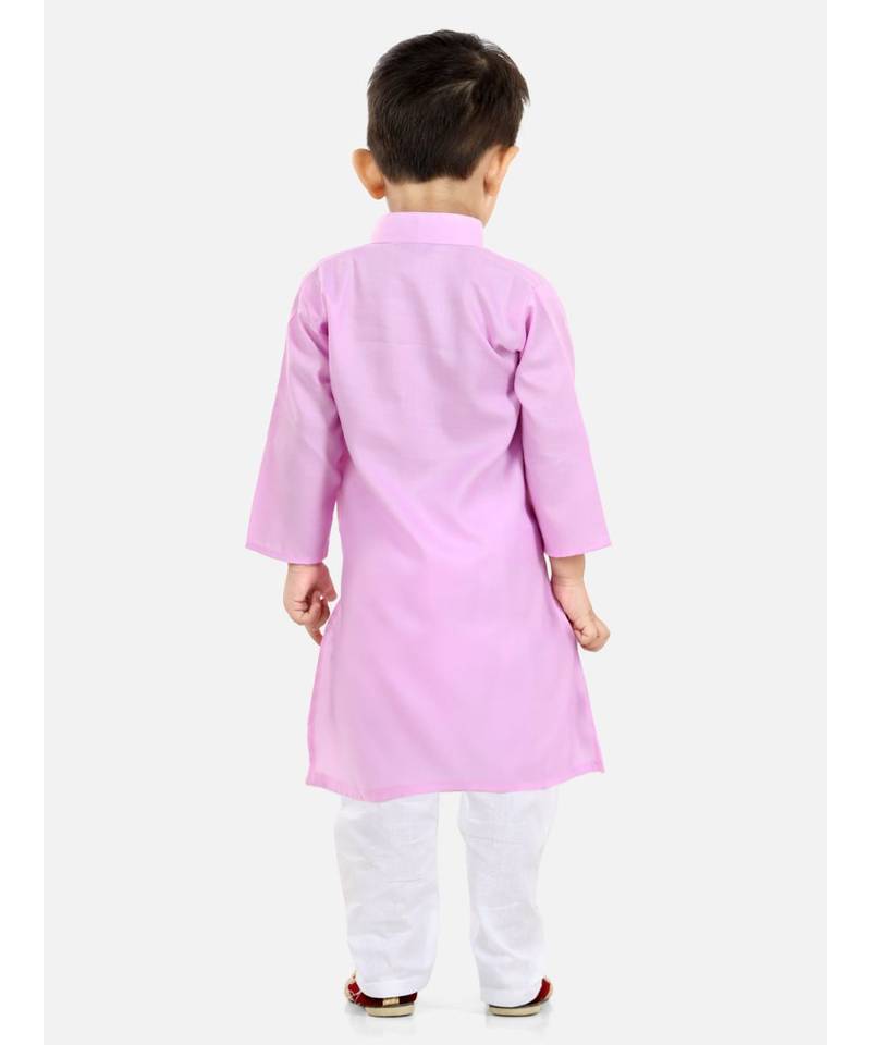 BownBee Boys Stand Collar Cotton Kurta pajama Lilac