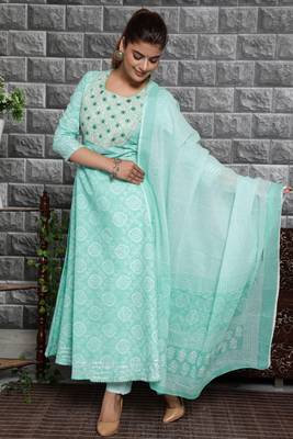 Cotton bandhej printed ethnic kurti pant dupatta 1