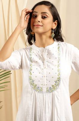 White embroidered cotton kurtas-and-kurtis 5