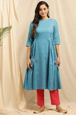 Blue embroidered cotton kurtas-and-kurtis 1