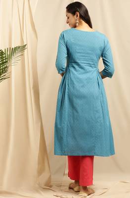Blue embroidered cotton kurtas-and-kurtis 4