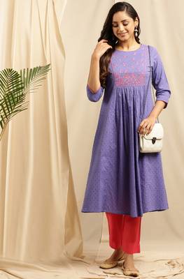Purple embroidered cotton kurtas-and-kurtis 1