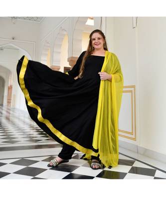 Black Starling Rayon Anarkali Set 1