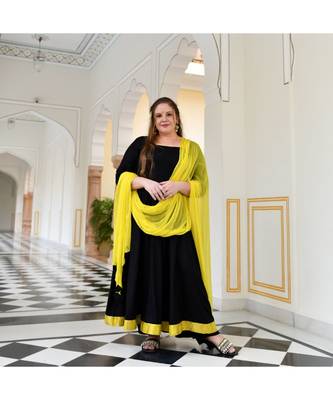 Black Starling Rayon Anarkali Set 2