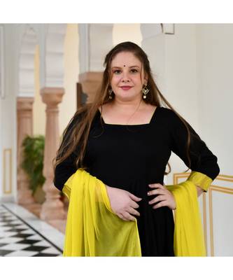 Black Starling Rayon Anarkali Set 5