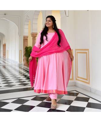 Pink Flamingo Rayon Anarkali Set 2