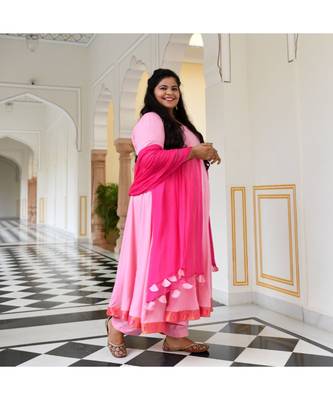 Pink Flamingo Rayon Anarkali Set 5