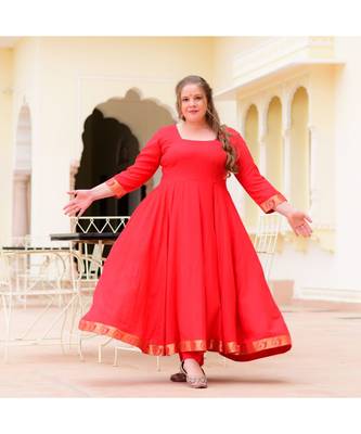 Red Sunbird Rayon Anarkali Set 5