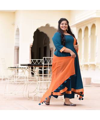 Ocean Bluebird Rayon Anarkali Set 1