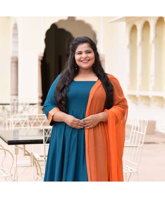 Ocean Bluebird Rayon Anarkali Set 3