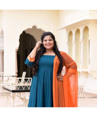 Ocean Bluebird Rayon Anarkali Set 4