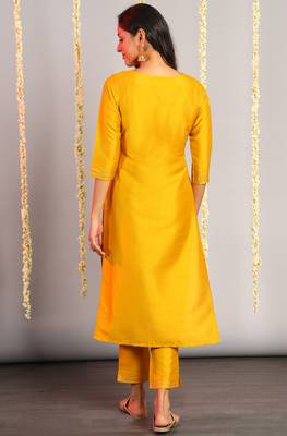 Janasya Mustard plain silk salwar 2