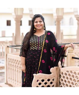 Woodsmoke Black Bandhani Anarkali Set 2