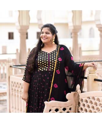Woodsmoke Black Bandhani Anarkali Set 3