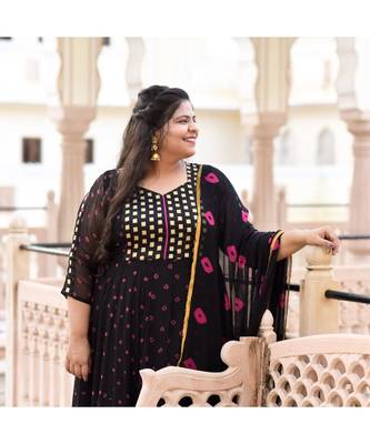 Woodsmoke Black Bandhani Anarkali Set 4