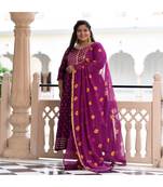 Pansy Purple Bandhani Anarkali Set