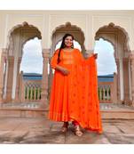 Bright Orange Bandhani Anarkali Set