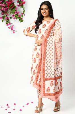Off-white floral print cotton salwar 1