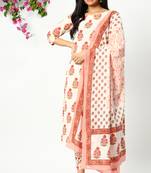 Off-white floral print cotton salwar