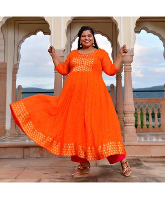 Bright Orange Bandhani Anarkali Set 3
