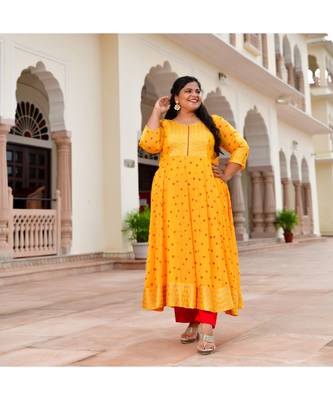 Bright Sunny Yellow Bandhani Anarkali Set 1
