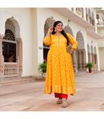 Bright Sunny Yellow Bandhani Anarkali Set