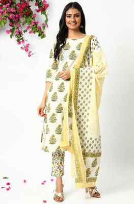 Off-white floral print cotton salwar 1