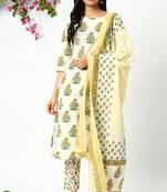 Off-white floral print cotton salwar