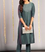 Grey plain silk salwar