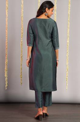 Grey plain silk salwar 2
