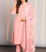 Pink floral print silk salwar