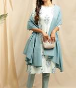 White floral print rayon salwar