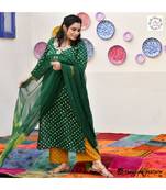 Green Bandhani Bahar Gota Patti Handwork Suit Set