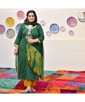 Green Bandhani Bahar Gota Patti Handwork Suit Set 2