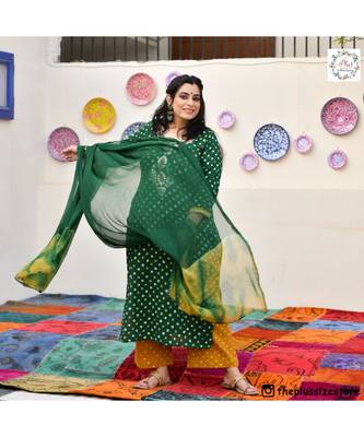 Green Bandhani Bahar Gota Patti Handwork Suit Set 5