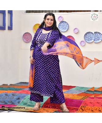 Purple Bandhani Bahar Gota Patti Handwork Suit Set 1