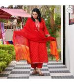 Red Bandhani Bahar Gota Patti Handwork Suit Set