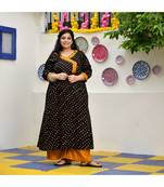 Smokey Black Bandhani Bahar Mirror Work Aline Slit Kurta