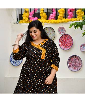 Smokey Black Bandhani Bahar Mirror Work Aline Slit Kurta 2